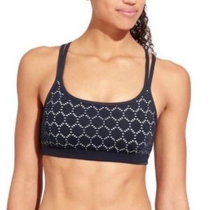 Athleta navy-white sports bra size L